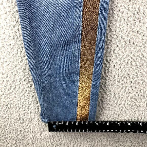 7FAM Womens Size 26 Luxe Vintage‎ High Waist Copper Stripe Skinny Ankle Jeans - Picture 15 of 16